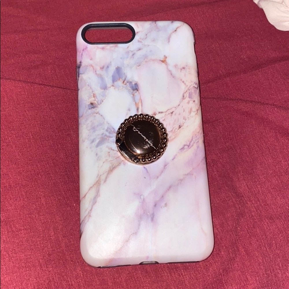 Marble iPhone 8 Plus w/case-mate ring holder